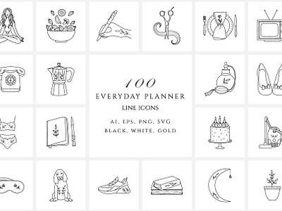 Everyday Planner Line Icon Set