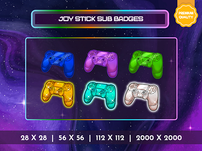 Joy Stick Console Sub Badges, Twitch Emotes background badges console custom twitch cute design graphic design