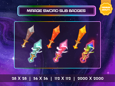 Mirage Sword Apex Legends Sub Badges, Twitch Emotes background badges cute design graphic design