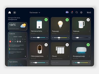Smart home panel conditions devices home it molile panel sber smart ui uxui