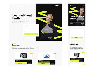 Bright & Bold Website for Online IT Courses design figma illustration landing logo page ui ux vector website