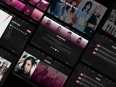 Blackpink KPop Girlgroup Website Design black blackpink design designer kpop pink redesign ui ui design ux web web design website website design yg yg entertainment