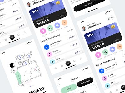 CashFlow Online Banking App app mockup application branding finance app financial app fintech app graphic design illustration modern app online banking app online payment app online transiction ui uiux ux uxui