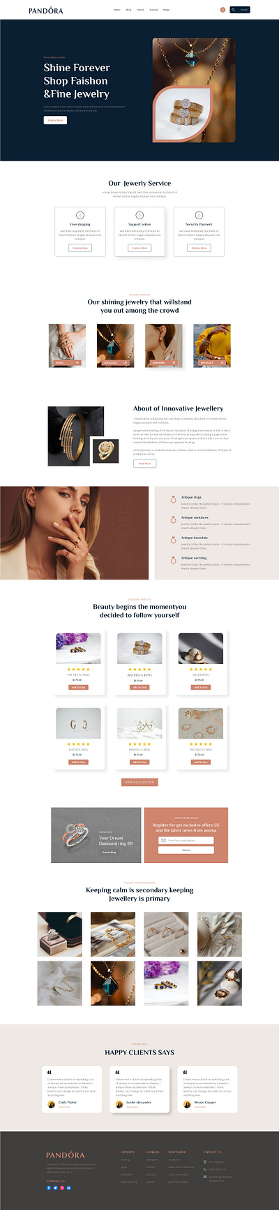 Jewelry Landing Page app design ui ux