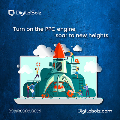 Turn on the PPC engine soar to new heights branding business business growth design digital marketing digital solz illustration marketing social media marketing ui uiux