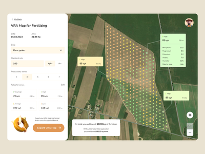 Agriculture 🚜 Variable Rate Application Map 🗺️ agro agro field analysis crop dashboard farm fertilizer field interface lab land map productivity zone results sampling soil ui vra web app