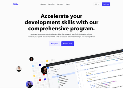 Buidl bootcamp | Website for development education bootcamp branding course graphic design programming ui