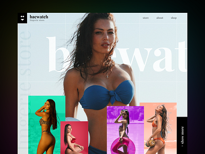 baewatch lingerie store - landing page app beach bikini branding design gradient graphic hero section landing page lingeries models photoshoot store ui web