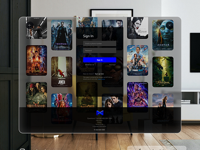"OTT website login page in Augmented Reality (AR)" adobe ai apple apple vision pro augmented reality figma graphic design interior design login movies music ott spatial computing spatial design ui ui design uiux virtual reality vr xr