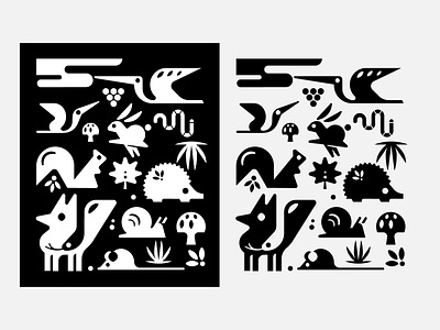 Autumn crew bw animal autumn bird black fall forest fox icon illustration logo mushroom nature rabbit snake wild