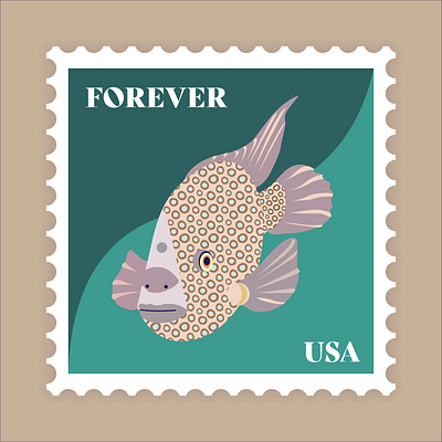 Fish Stamp Test aquarium fish sticker design vector art