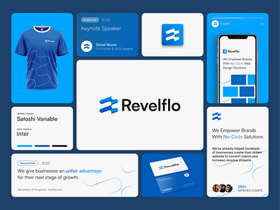 Revelflo - Identity Design agency app blue brand branding business clean design design agency development ecommerce futuristic graphic design identity design minimal product design tech ui web design website