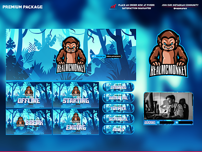 Monkey/jungle theme twitch overlay! branding design graphic design illustration logo streaming twitch twitch overlay ui vector