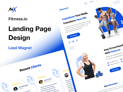 Fitness.io Landing Page Design adobe xd branding design figma finance ui user interface