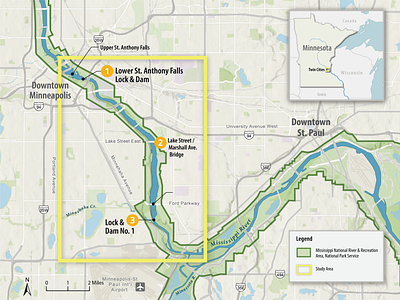 Area Map Design - Mississippi River project arcgis basemap graphic design interactive keymap map mississippi river