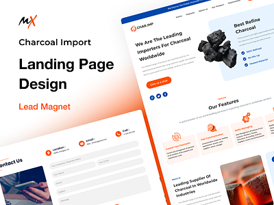 Charcoal Import Landing Page Design adobe xd branding designs figma finance ui user interface