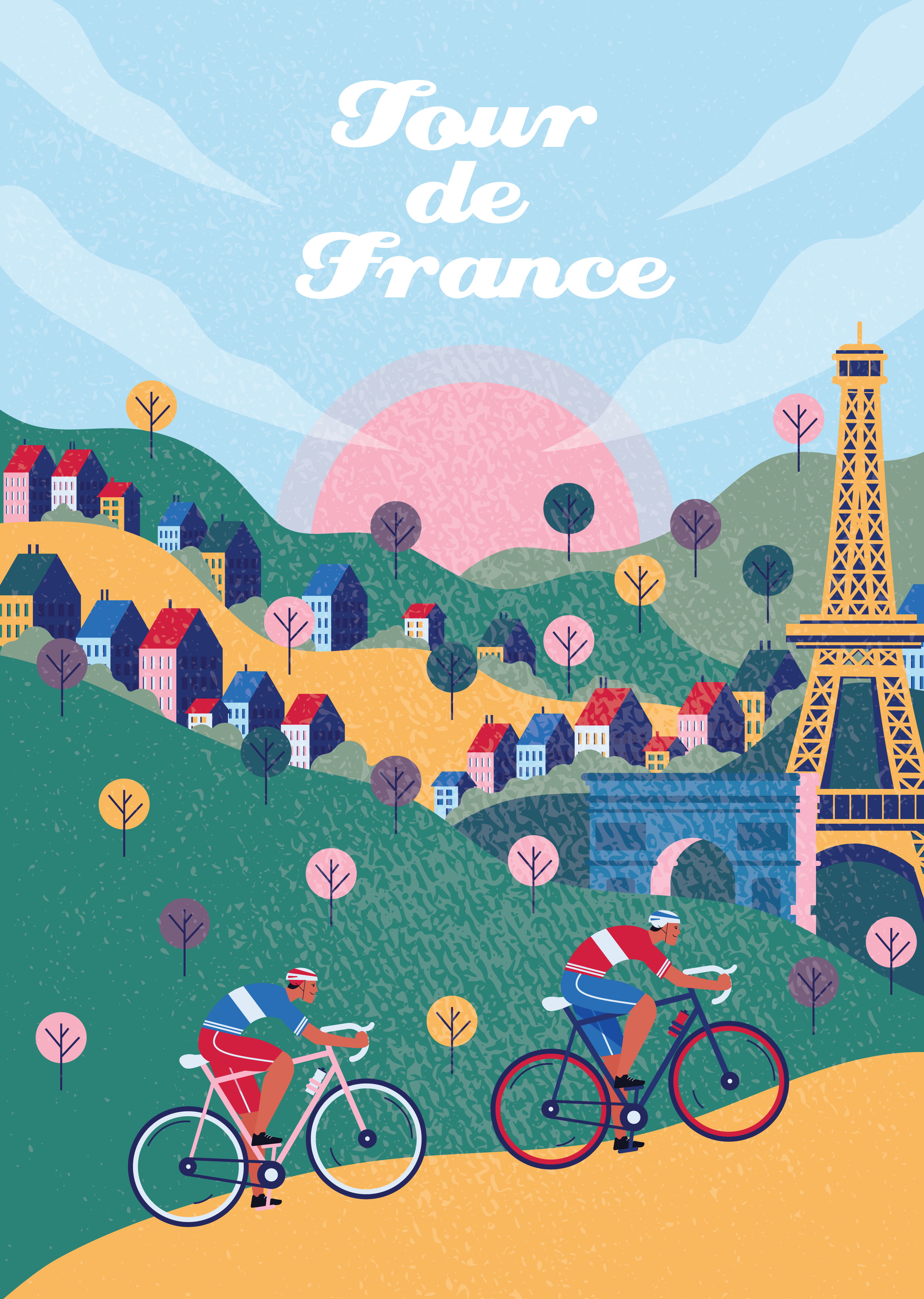 Tour de France - Cycling poster design ai cycling design flat graphic design illustration illustrator paris poster poster design texture tour de france vector vector art