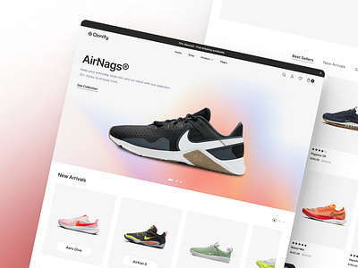 Landing Pages — Clonify clean ecommerce figma nike shoe shoes shop shopify shopping template ui ui kit web web design