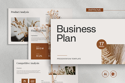 Business Plan Template (FREE) branding business plan bussiness company corporate graphic design minimal pitch deck print product design