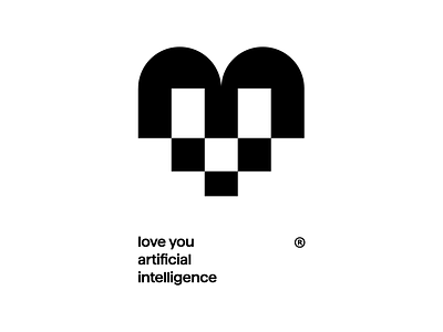 Love You Artificial Intelligence ai bold branding bunny chatgpt design heart logo logotype love monogram pixel simple