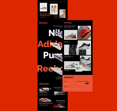 SNEAKER SHOP contact design graphic design landing page services sneaker ui web design website