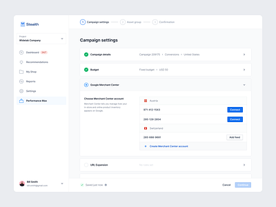 Campaign Creation Flow 2/3 campaign collapse configuration configure create creating dashboard details expand flow form input interface process progress setup steps ui user interface ux