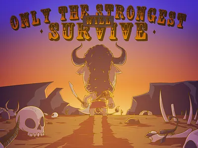 Bull Kritter animal art artwork battle cartoon character design design digital digital art digital illustration illustration sunset