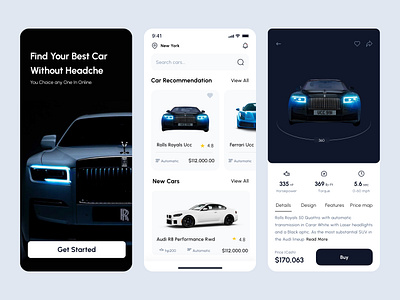 Cars App Mobile App design: iOS Android UX UI designer app app ui branding cars app ui cars landing page cars ui design illustration logo ui ux