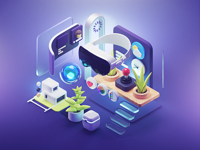 Mixed Reality 3d apple ar blender diorama illustration isometric mixed reality render vision pro vr