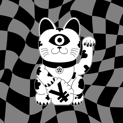 Mr. Alucard Trevor Lucky Demon Cat black and white branding cat design graphic design illustration japanese logo vector