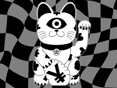 Mr. Alucard Trevor Lucky Demon Cat black and white branding cat design graphic design illustration japanese logo vector