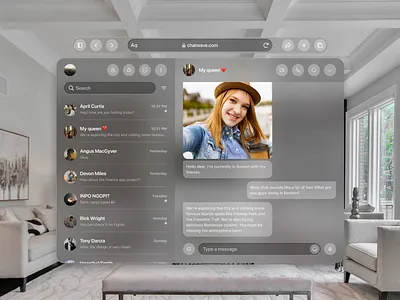 Chatwave for Vision OS - Spatial UI Design Exploration apple call chat chat app design design principles exploration home page landing page message popular spatial ui design typography ui design uiux ux design vision os vision pro web design website