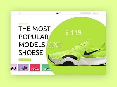 Main page SHOESE STORE design first page main page nike shoese store ui