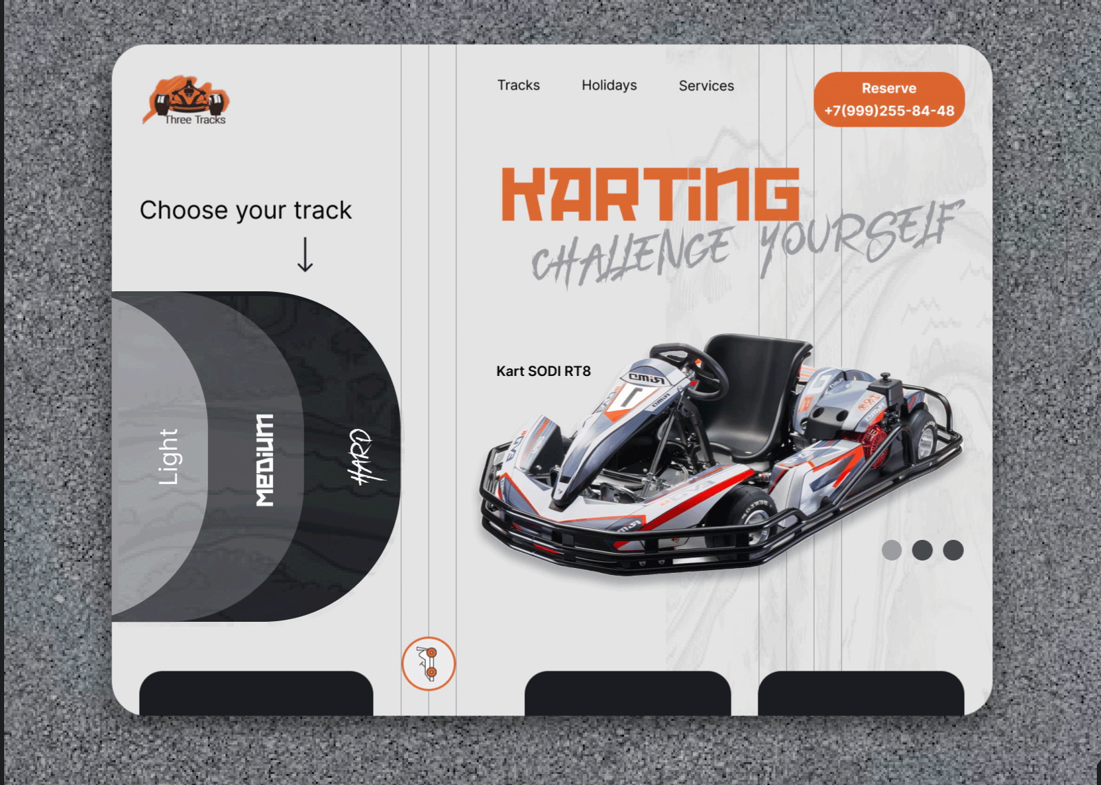 First screen of the karting site animation design first screen graphic design landing webdesign