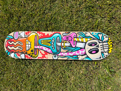 Secret Walls x wotto Skate Deck character design characters cute deck doodles hand painted illustration posca skate deck skateboard wotto
