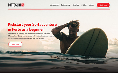 Portosurf Landingpage for Surf beginners branding design framer illustration landingpage logo surf surfing webdesign webdesigner webflow