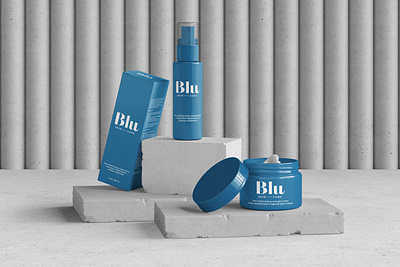 Label and Packaging Design For Blu Skincare beauty brand identity brand strategy branding clean cosmetics design graphic design label logo packaging premium skincare