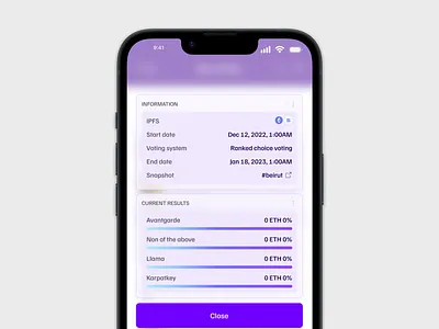 Governance Info for web3 forums app design app ui blockchain crypto defi governance gradient info mobile modal pop up spatial ui web design