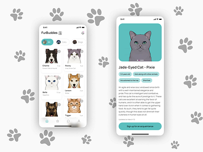 Pet Adoption App animals app appdesign branding design dribbblers figma genshin genshin impact graphic design hoyoverse illustration pet ui ux