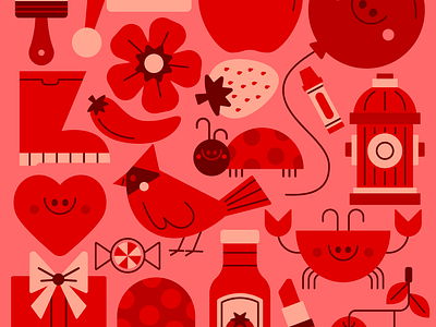 Red balloon bird character cute design fun happy illustration ladybug rainbow red