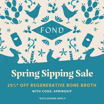Spring Sipping Sale (FOND Bone Broth) branding design drawing freehand graphic design illustration procreate