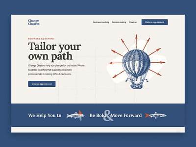 Business Coaching - retro vibe blue business coach home home page homepage landing page retro serif trust ui ux web web design webdesign website website design