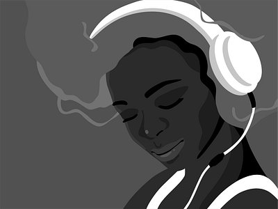 Listening to music beat maker black woman design hip hop illustration mobile app music