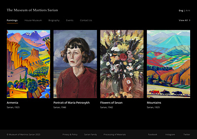 Martiros Sarian Museum Website Design art concept museum museum website museum website design paintings redesign ui uiux ux web web design website