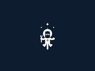 Astronaut ai animal astronaut branding developer fix identity illustration it logo marmot mercat minimal ship simple space star stars travel wrench