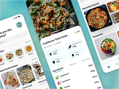 Crispy - Food Recipe & Ingredients Mobile App app app design cooking dribble food recipe ui