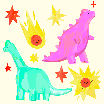 Extinction but make it cute character design children illustration color digital art editorial illustration illustration