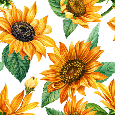 #SUNFLOWER #WATERCOLOR pattern design seamless pattern sunflower watercolor