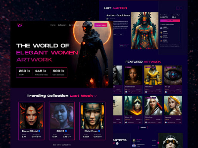 Wonefty - NFT Collection Landing Page Website csollection app design fintech home page landing page mobile nft nft nft app nft card nft collectio nft money ui ux web web design website website design