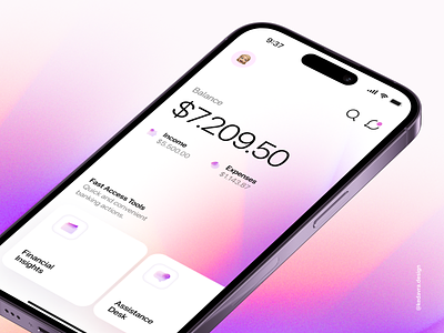 Banking app banking branding cards clean colors customer design fluent glass gradient icons investment minimal mobile money service ui ux white